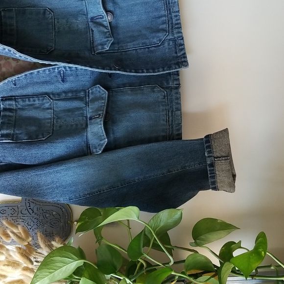 Vintage Denim Faux Fur Trimmed Jean Jacket American Eage Size Large - Picture 2 of 6